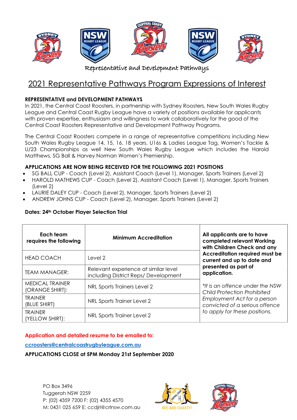 2021 Representative Pathways Program Expressions of Interest