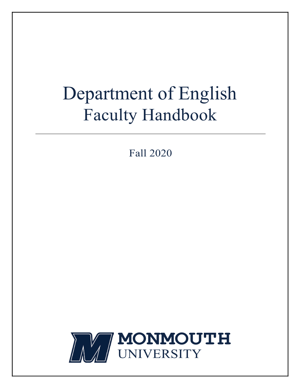 Department of Englishfaculty Handbook