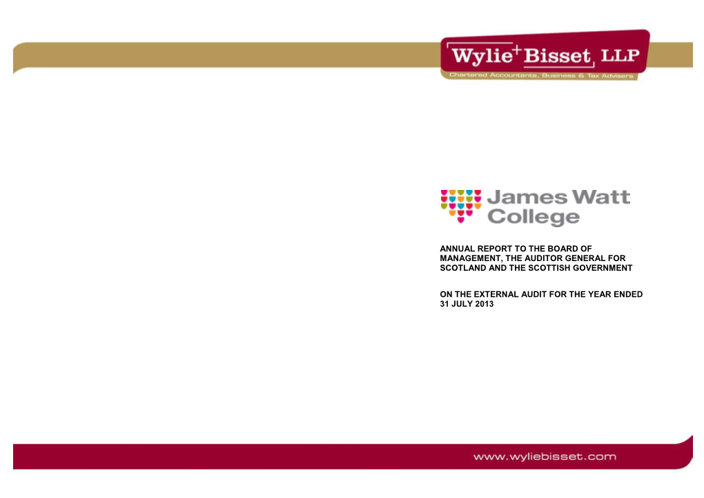 James Watt College Annual Report to the Board of Management and the Auditor General for Scotland