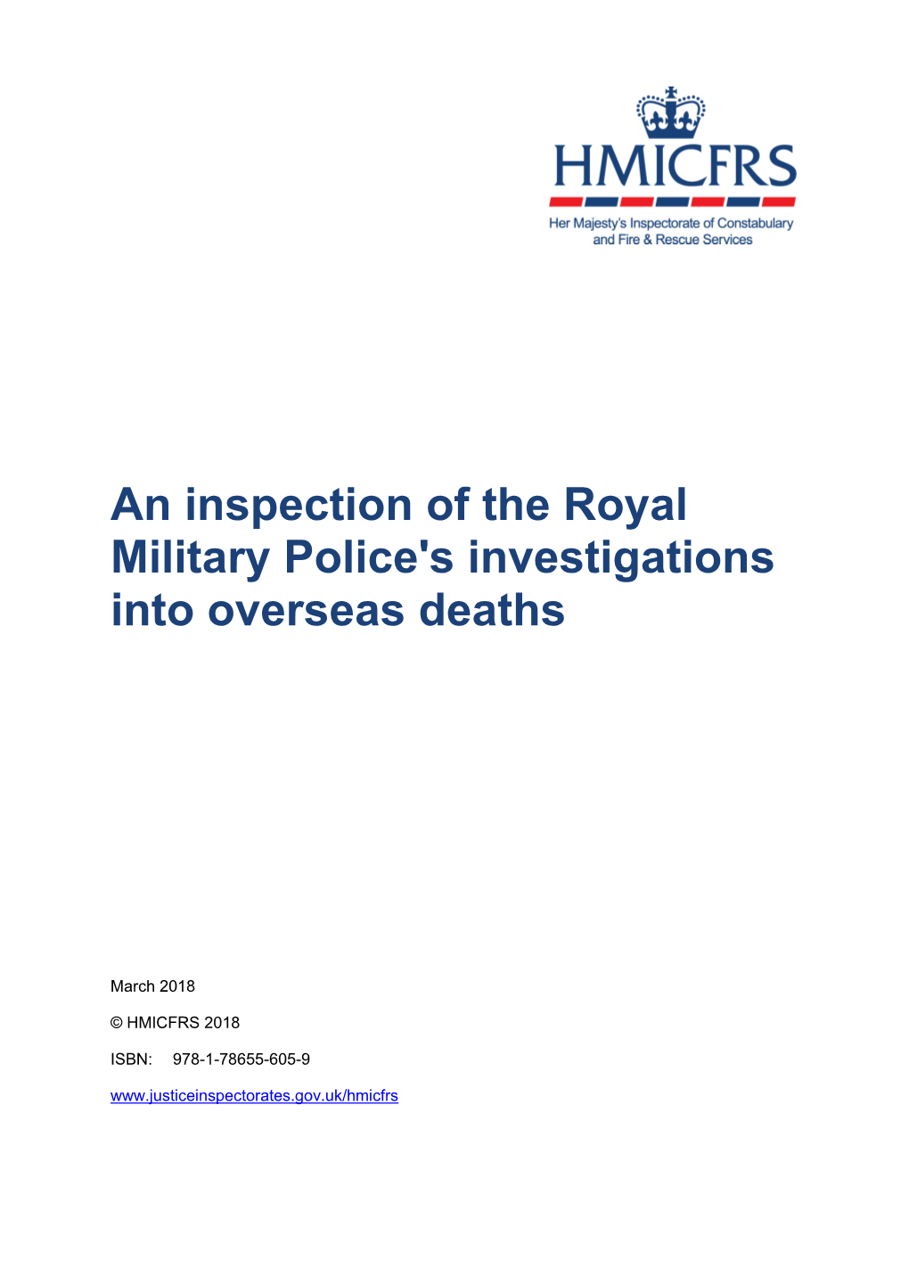 An Inspection of the Royal Military Police's Investigations Into Overseas Deaths