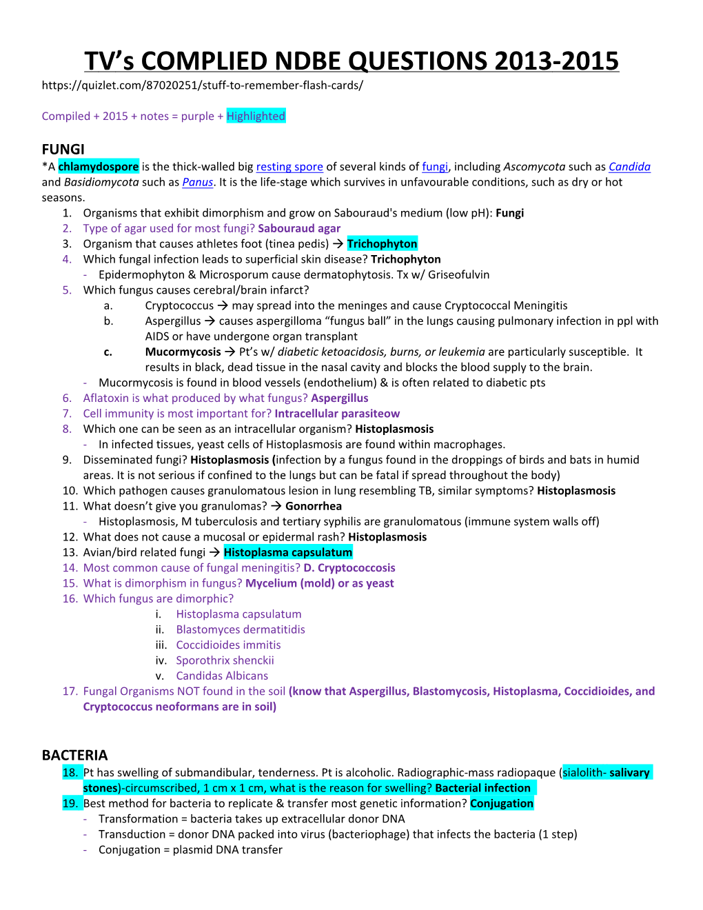 TV's COMPLIED NDBE QUESTIONS 2013‐2015