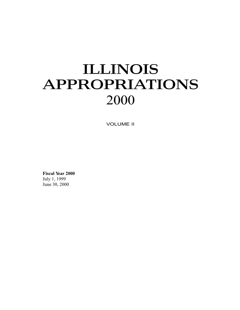 Fiscal Year 2000 Appropriations