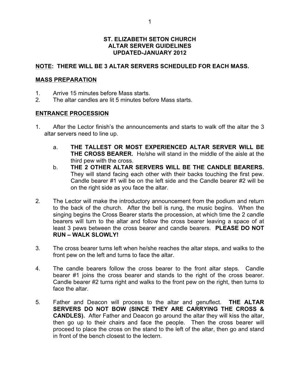 Altar Server Guidelines Updated-January 2012