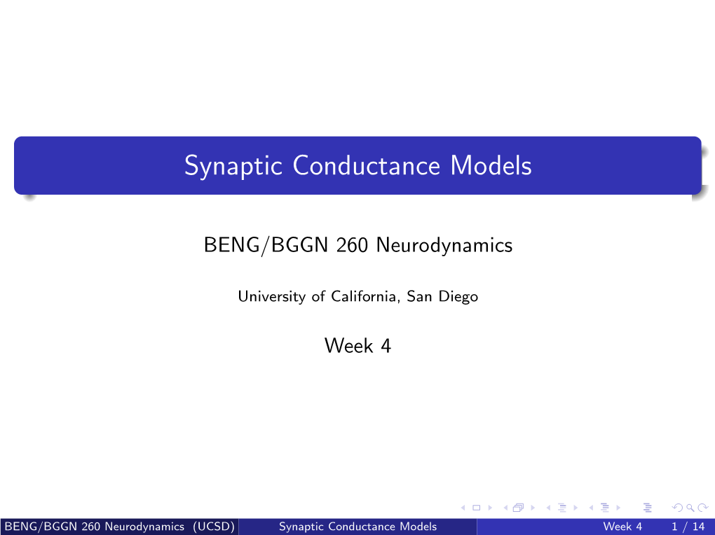 Synaptic Conductance Models