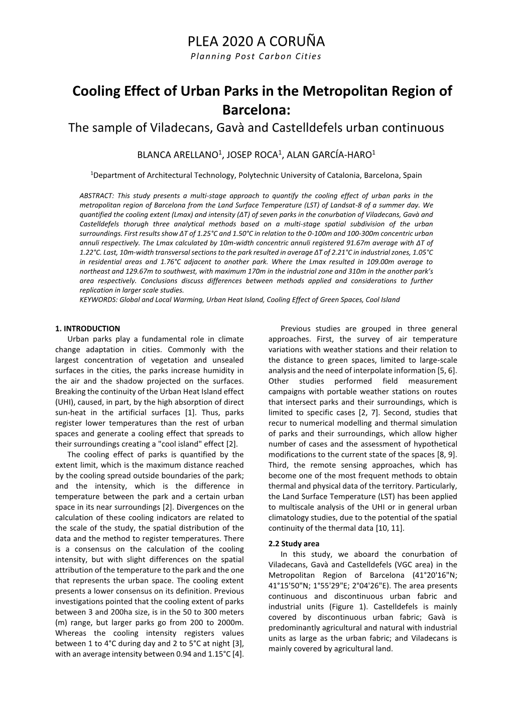 Cooling Effect of Urban Parks in Metropolitan Region of Barcelona