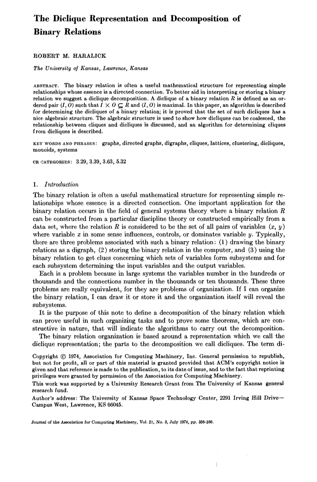 The Diclique Representation and Decomposition of Binary Relations