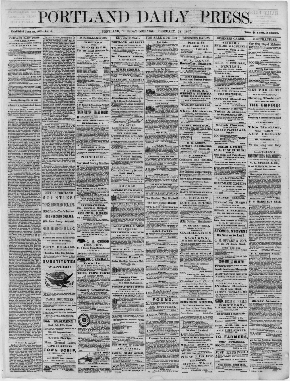Portland Daily Press: February 28,1865