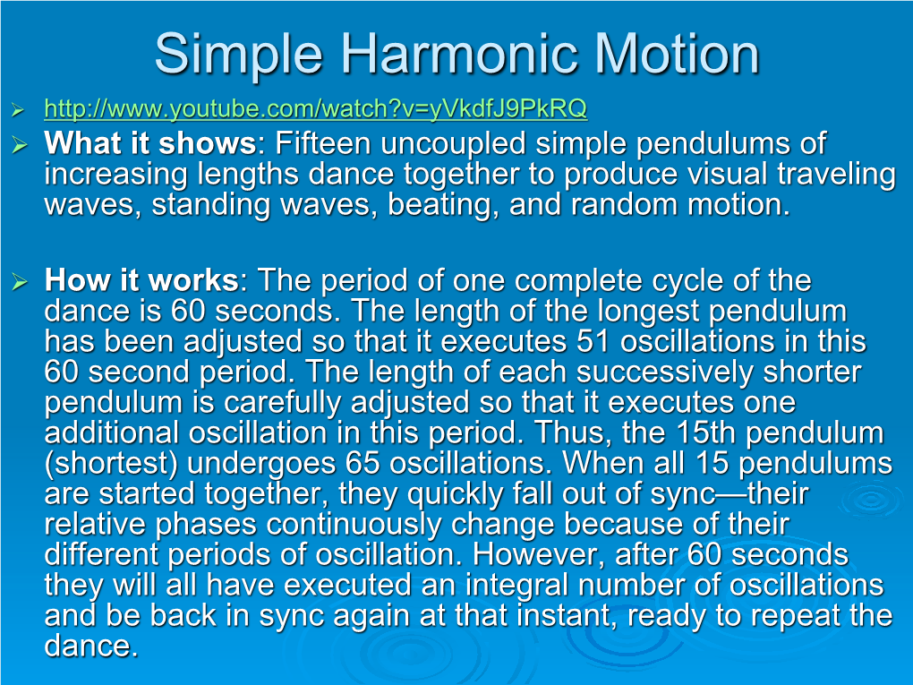 Simple Harmonic Motion