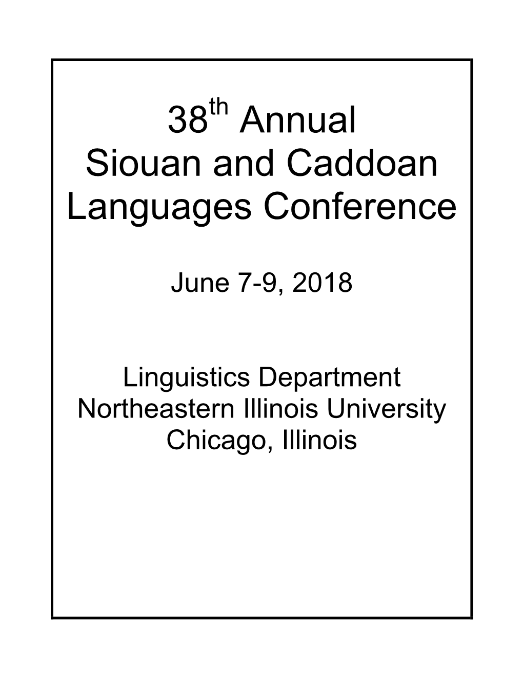 38Th Annual Siouan and Caddoan Languages Conference Program