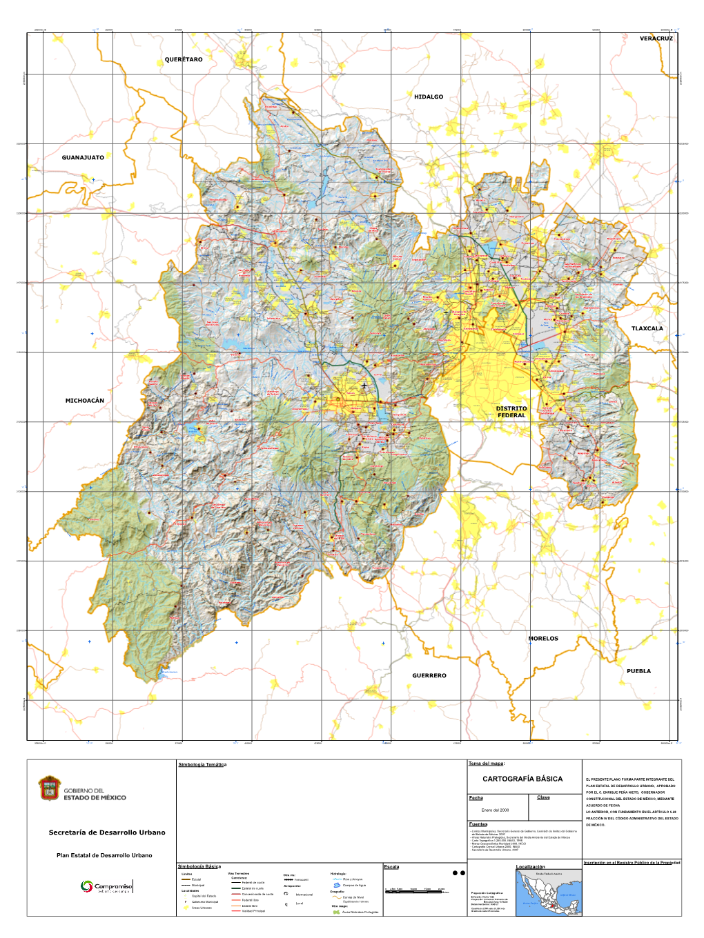 Cartografía Básica El Presente Plano Forma Parte Integrante Del Plan Estatal De Desarrollo Urbano, Aprobado