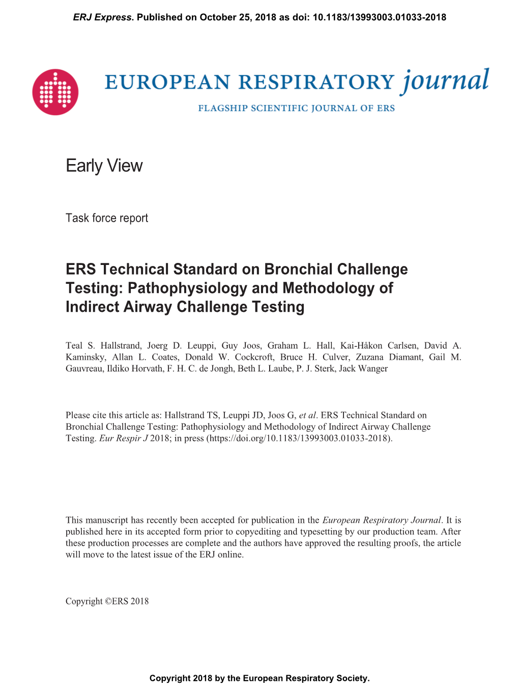 ERS Technical Standard on Bronchial Challenge Testing: Pathophysiology and Methodology of Indirect Airway Challenge Testing