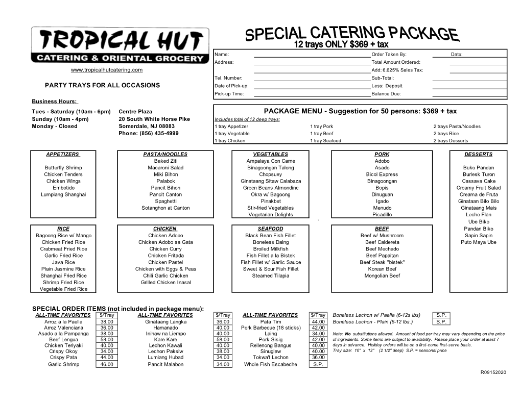 2020 TH2 Package Menu 15Sep2020