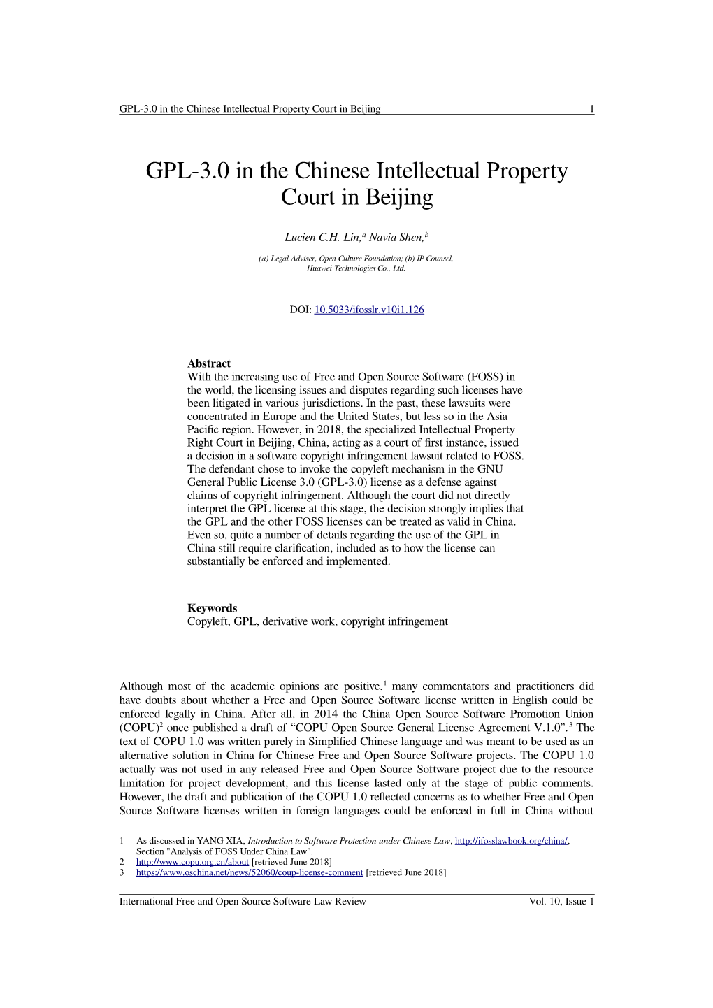 GPL-3.0 in the Chinese Intellectual Property Court in Beijing 1