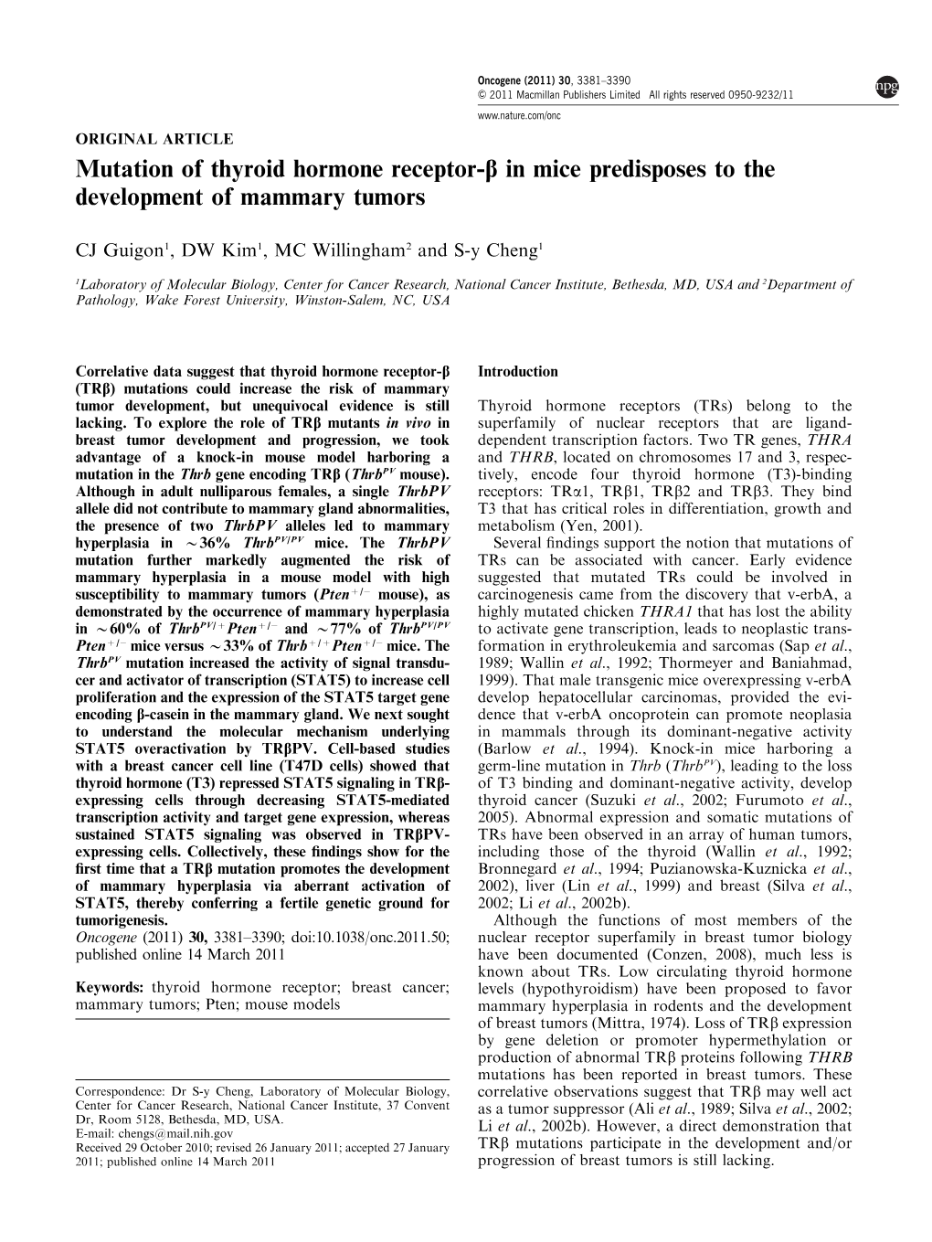 Mutation of Thyroid Hormone Receptor-&Beta