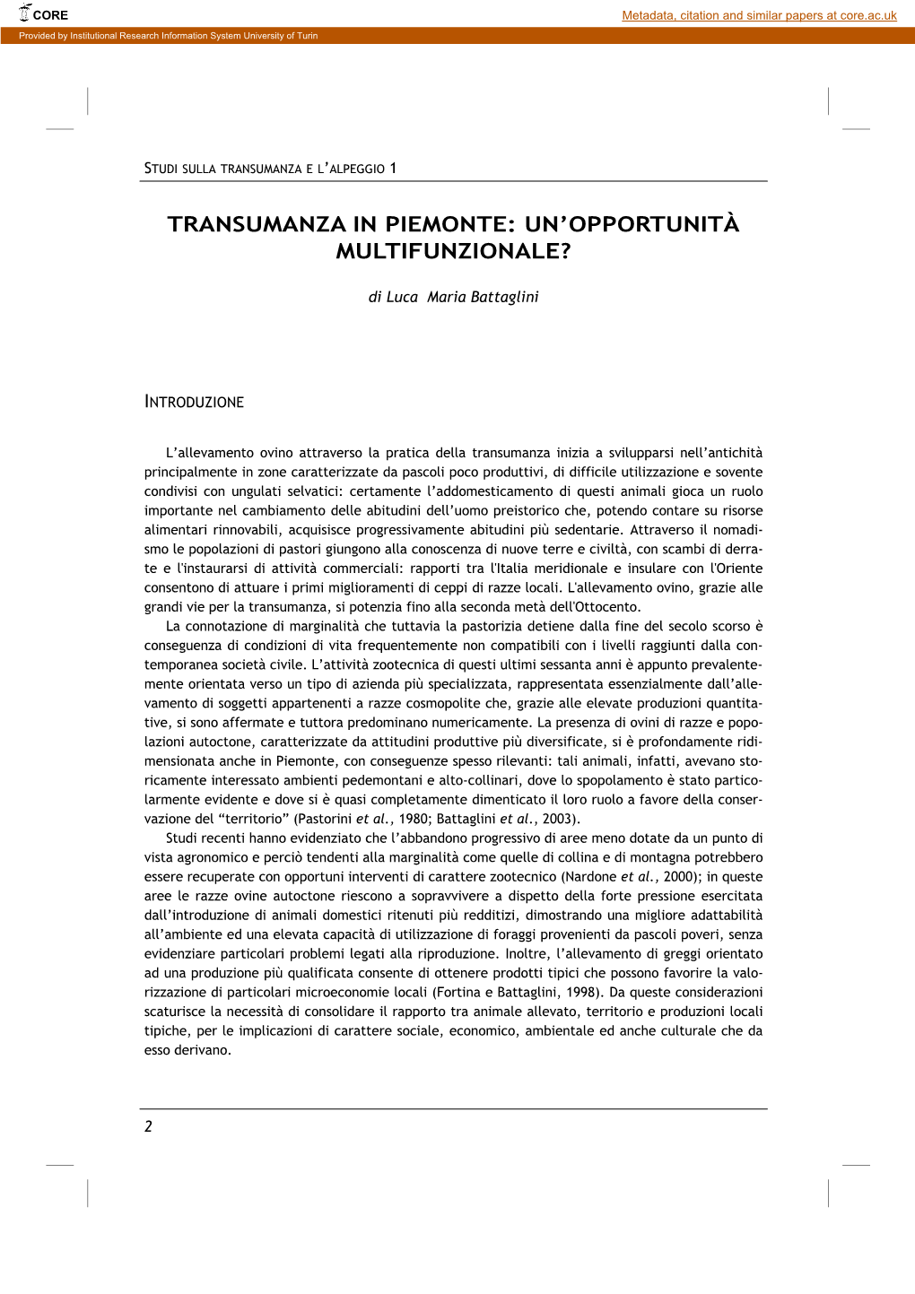 Transumanza in Piemonte: Un'opportunità Multifunzionale?