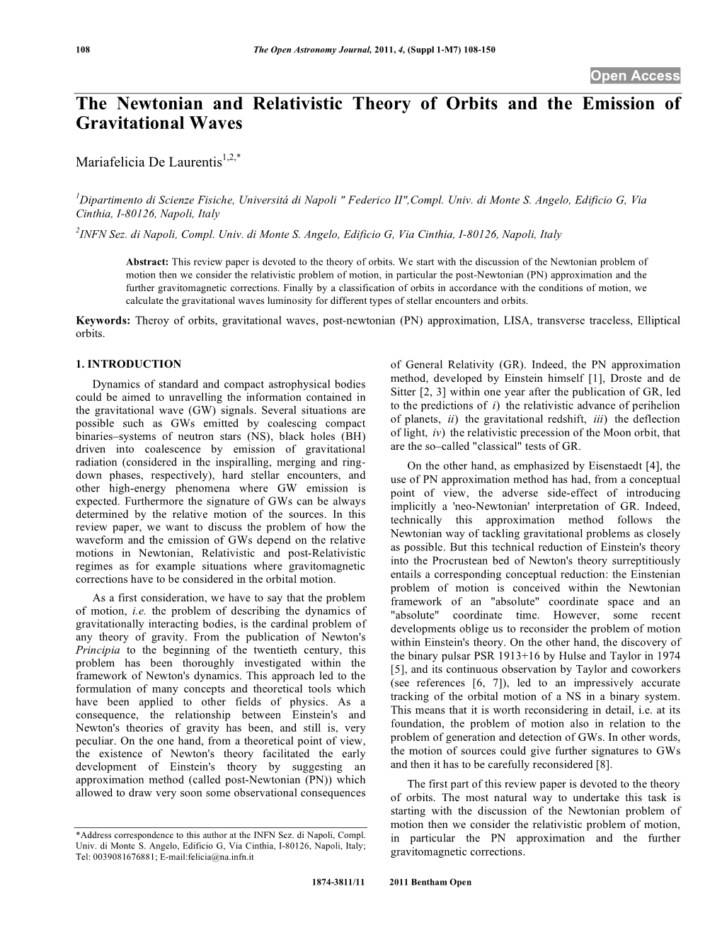 The Newtonian and Relativistic Theory of Orbits and the Emission of Gravitational Waves