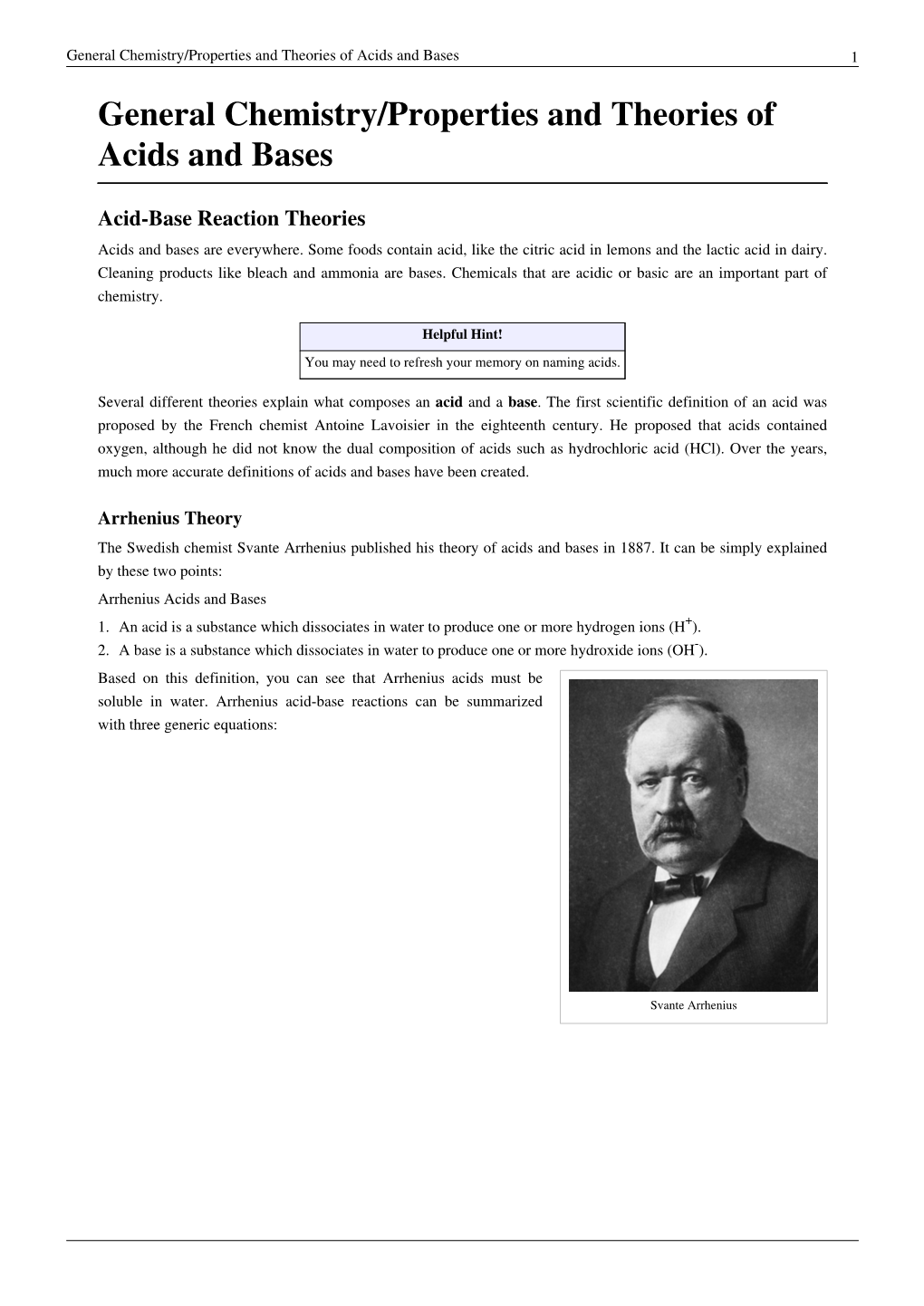 General Chemistry/Properties and Theories of Acids and Bases 1 General Chemistry/Properties and Theories of Acids and Bases