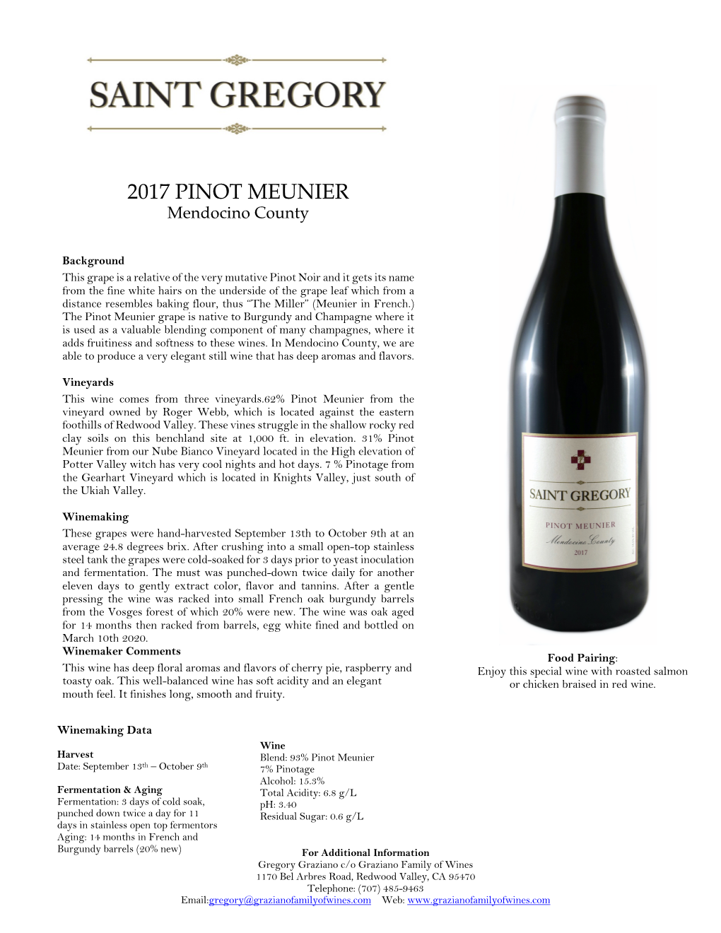 2017 PINOT MEUNIER Mendocino County