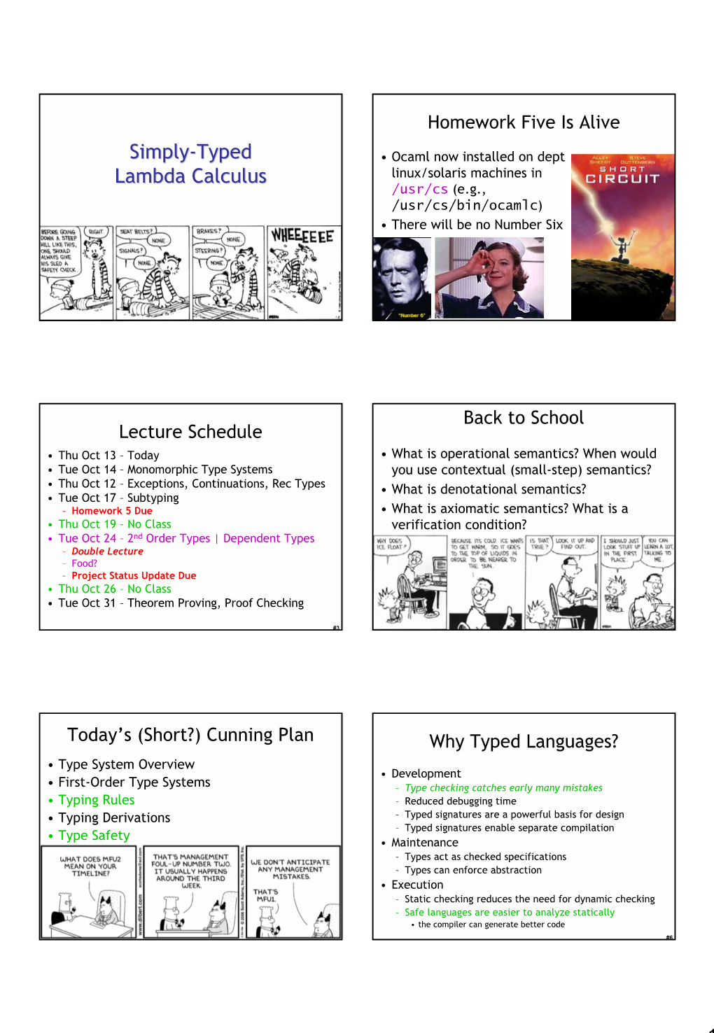 Simply-Typed Lambda Calculus Static Semantics of F1 •Syntax: Notice :Τ • the Typing Judgment Λ Τ Terms E ::= X | X