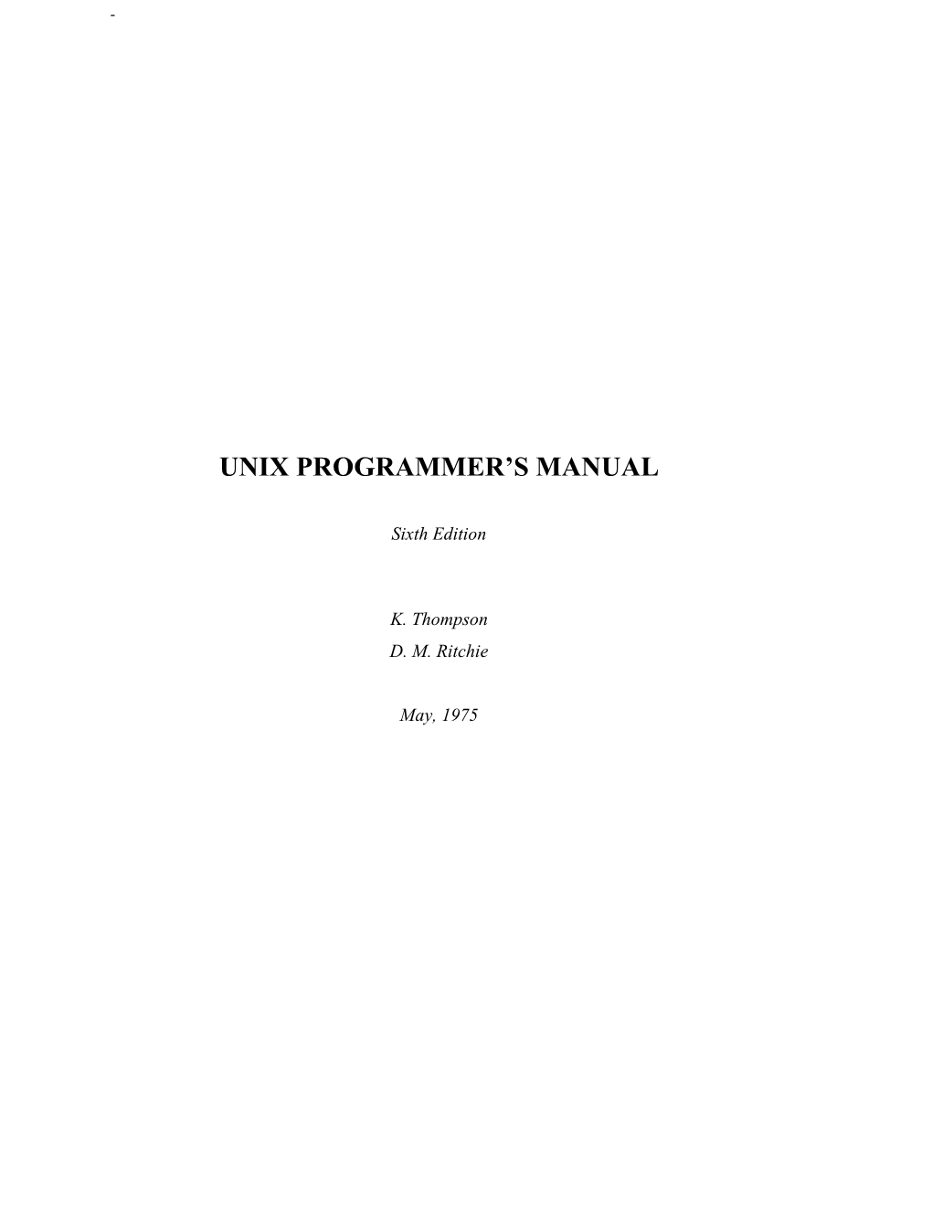 Unix Programmer's Manual