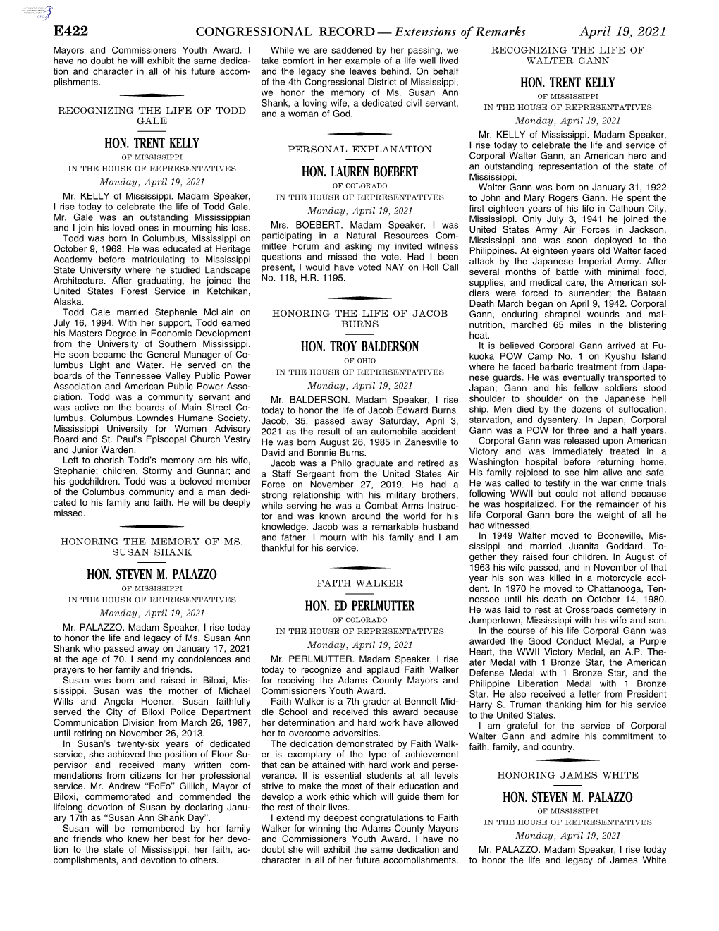 CONGRESSIONAL RECORD— Extensions of Remarks E422 HON