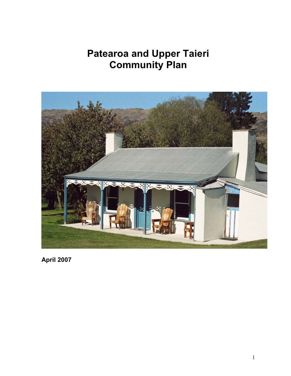 Patearoa and Upper Taieri Community Plan