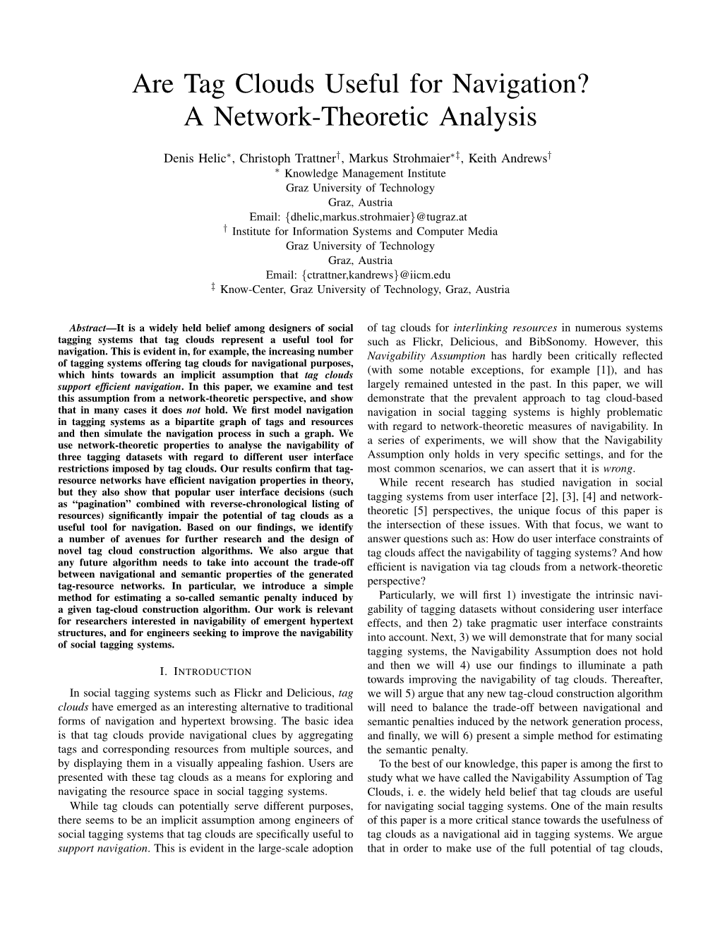 Are Tag Clouds Useful for Navigation? a Network-Theoretic Analysis