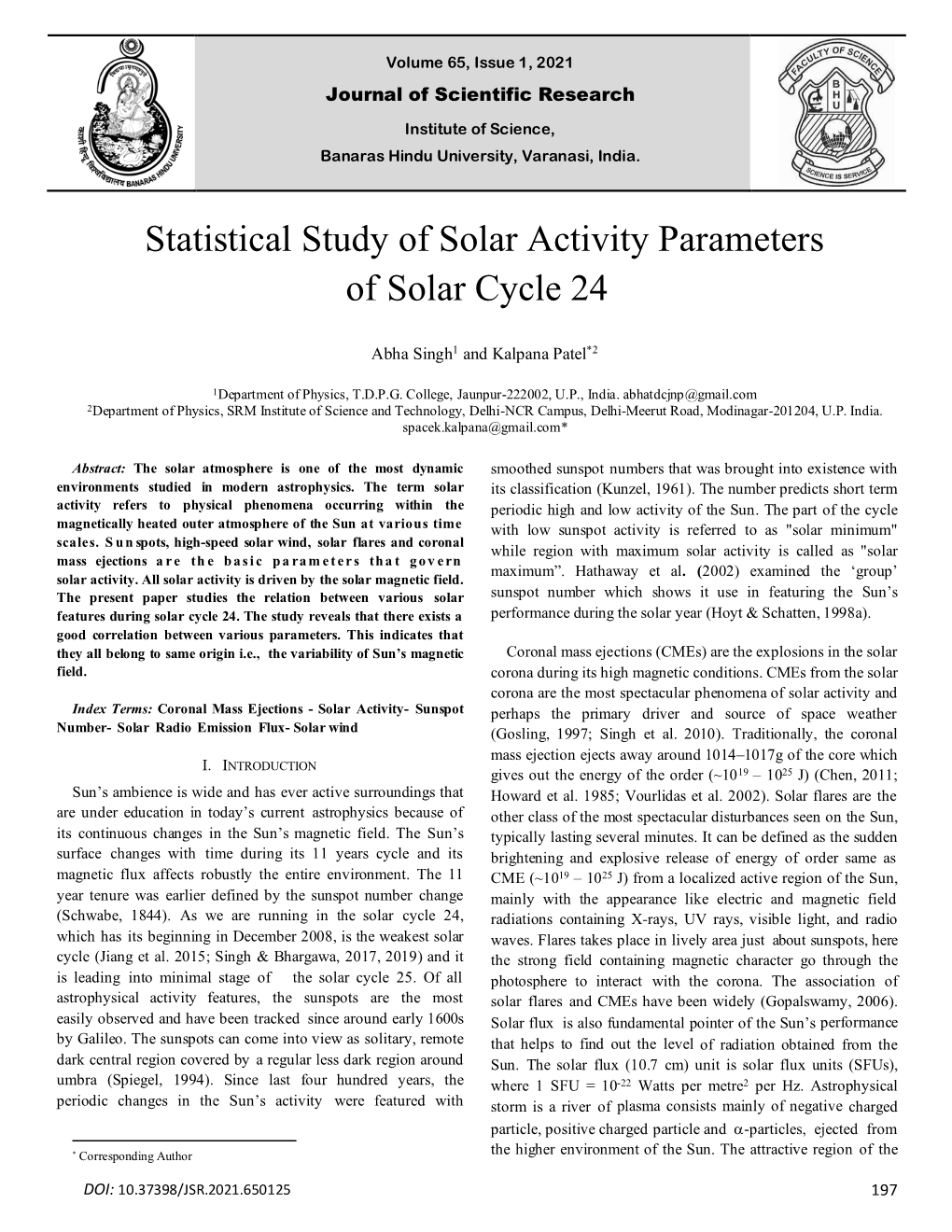 Statistical Study of Solar Activity Parameters of Solar Cycle 24