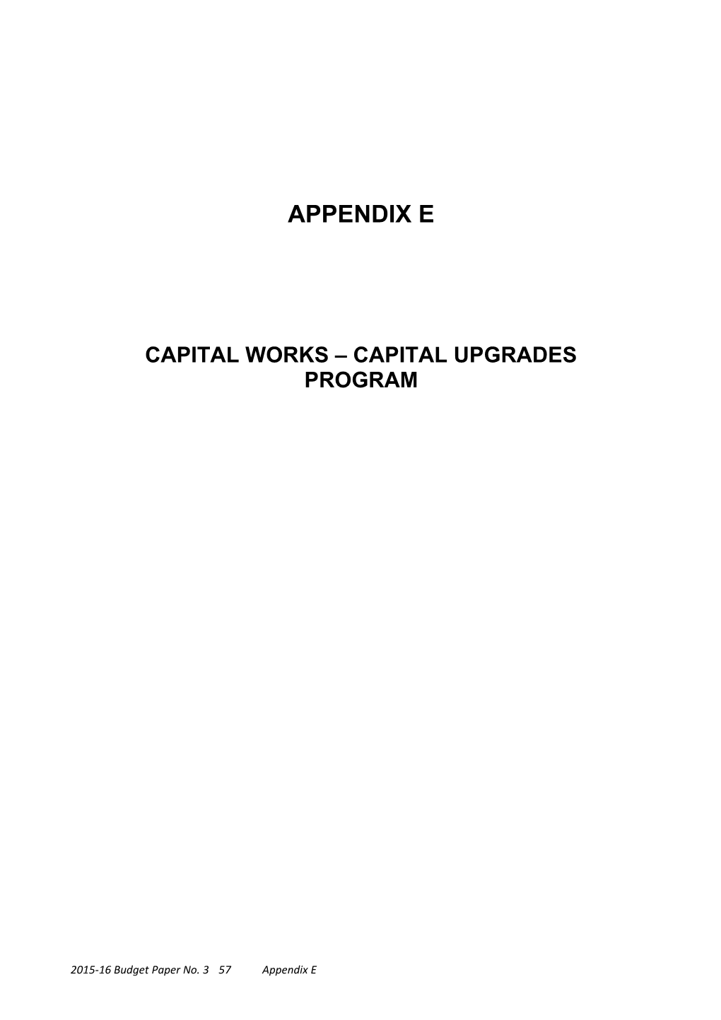 Capital Works Capital Upgrades Program