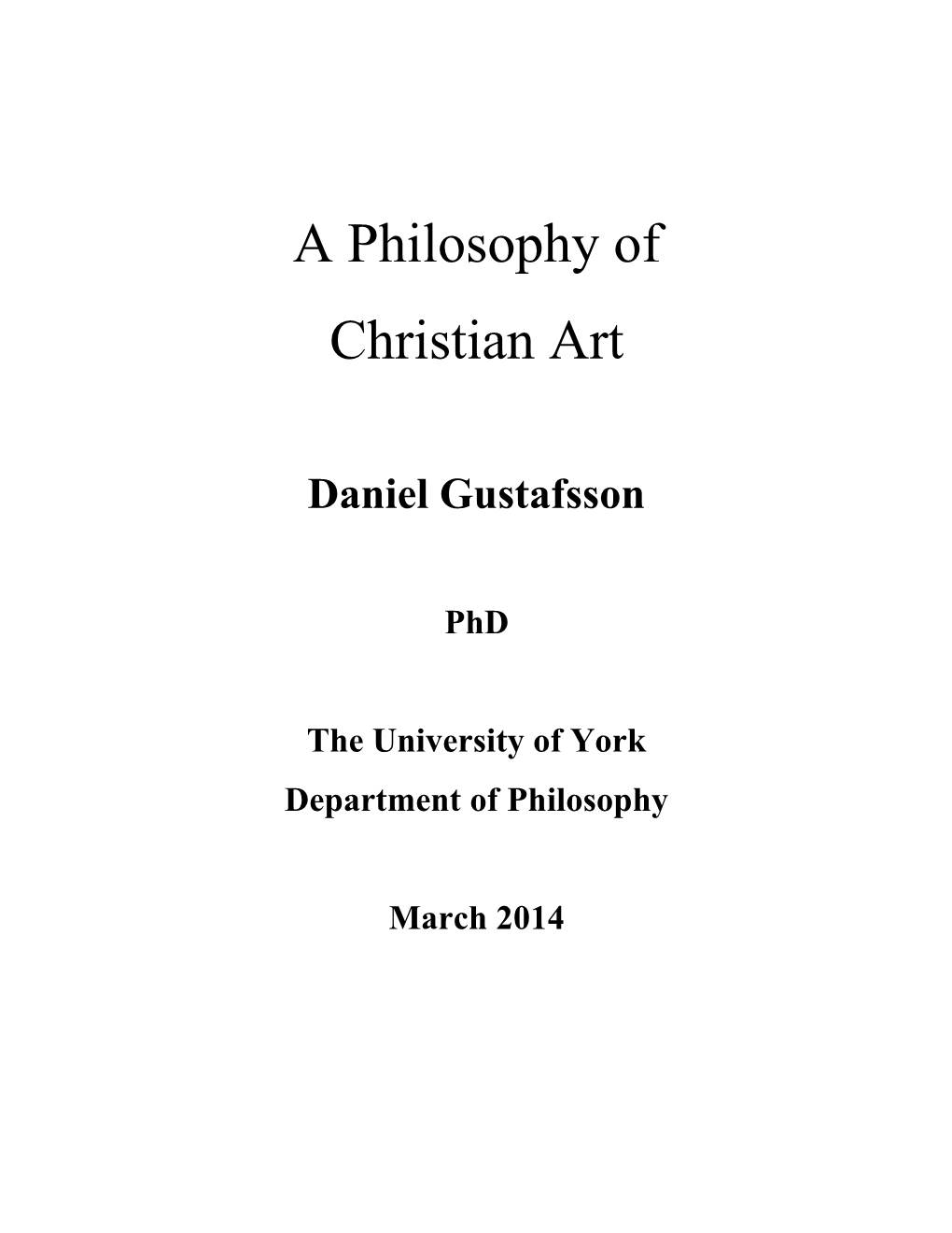 A Philosophy of Christian Art