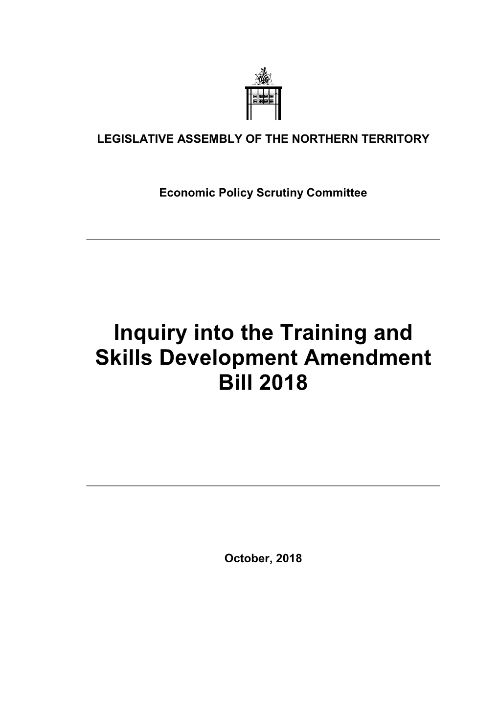 Inquiry Into the Training and Skills Development Amendment Bill 2018