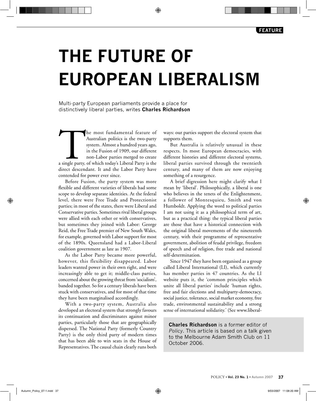 The Future of European Liberalism