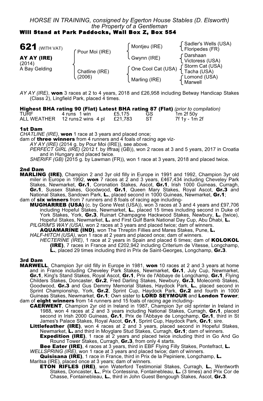 HORSE in TRAINING, Consigned by Egerton House Stables (D