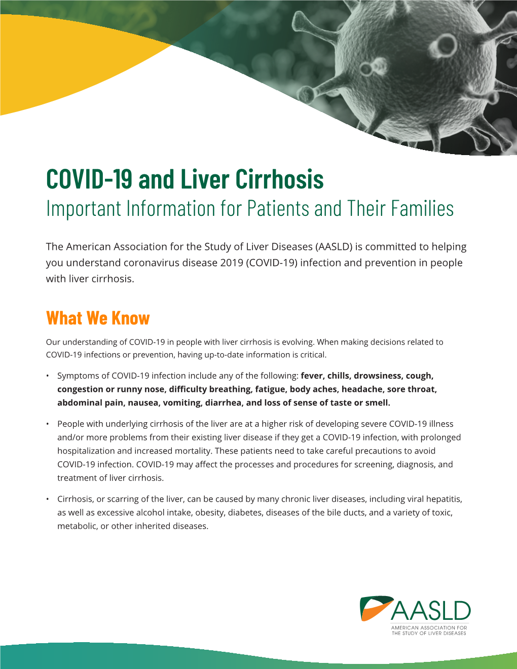 COVID-19 and Liver Cirrhosis Important Information for Patients and Their Families