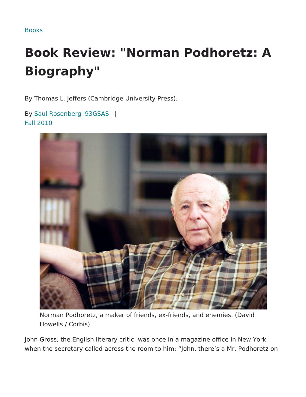 Norman Podhoretz: a Biography