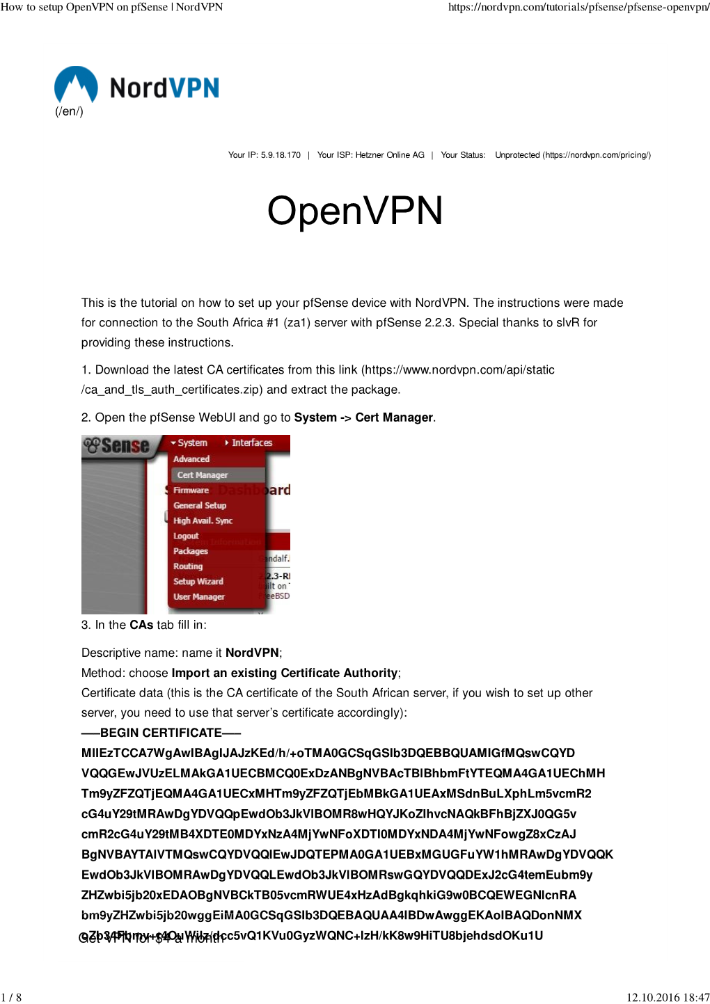 How to Setup Openvpn on Pfsense | Nordvpn