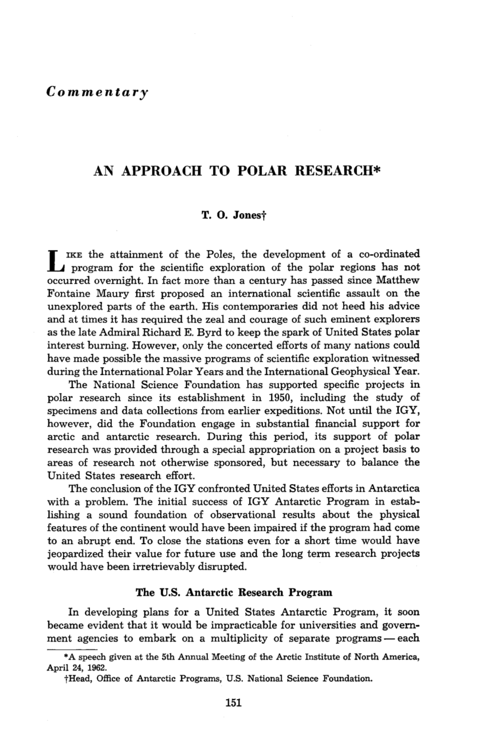 An Approach to Polar Research