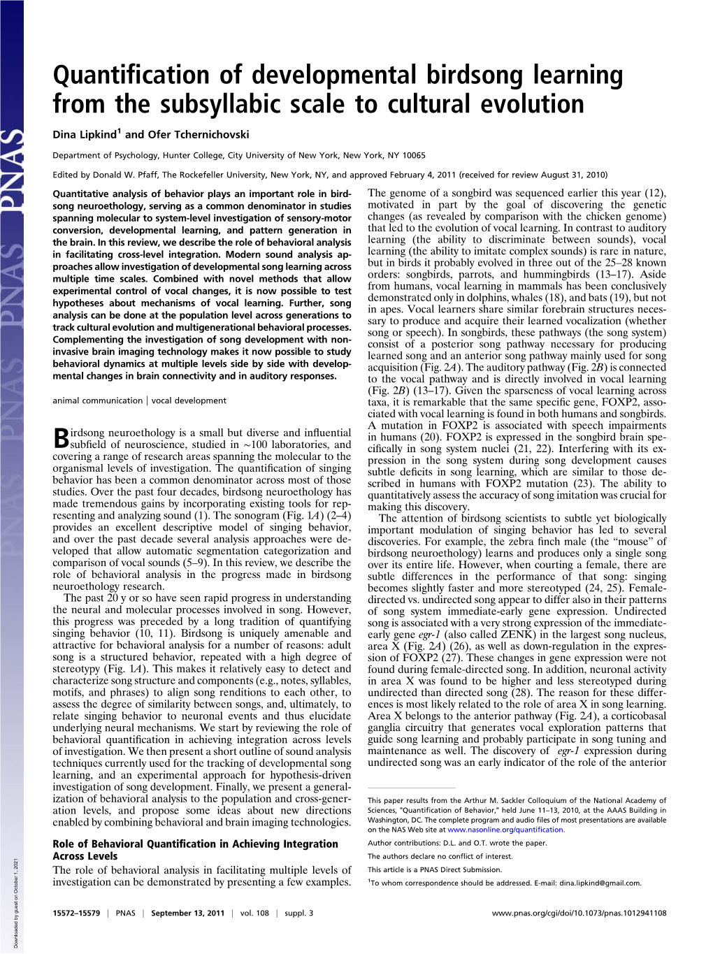 Quantification of Developmental Birdsong Learning from The