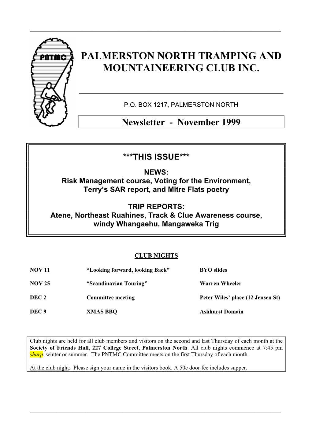 Palmerston North Tramping and Mountaineering Club Inc