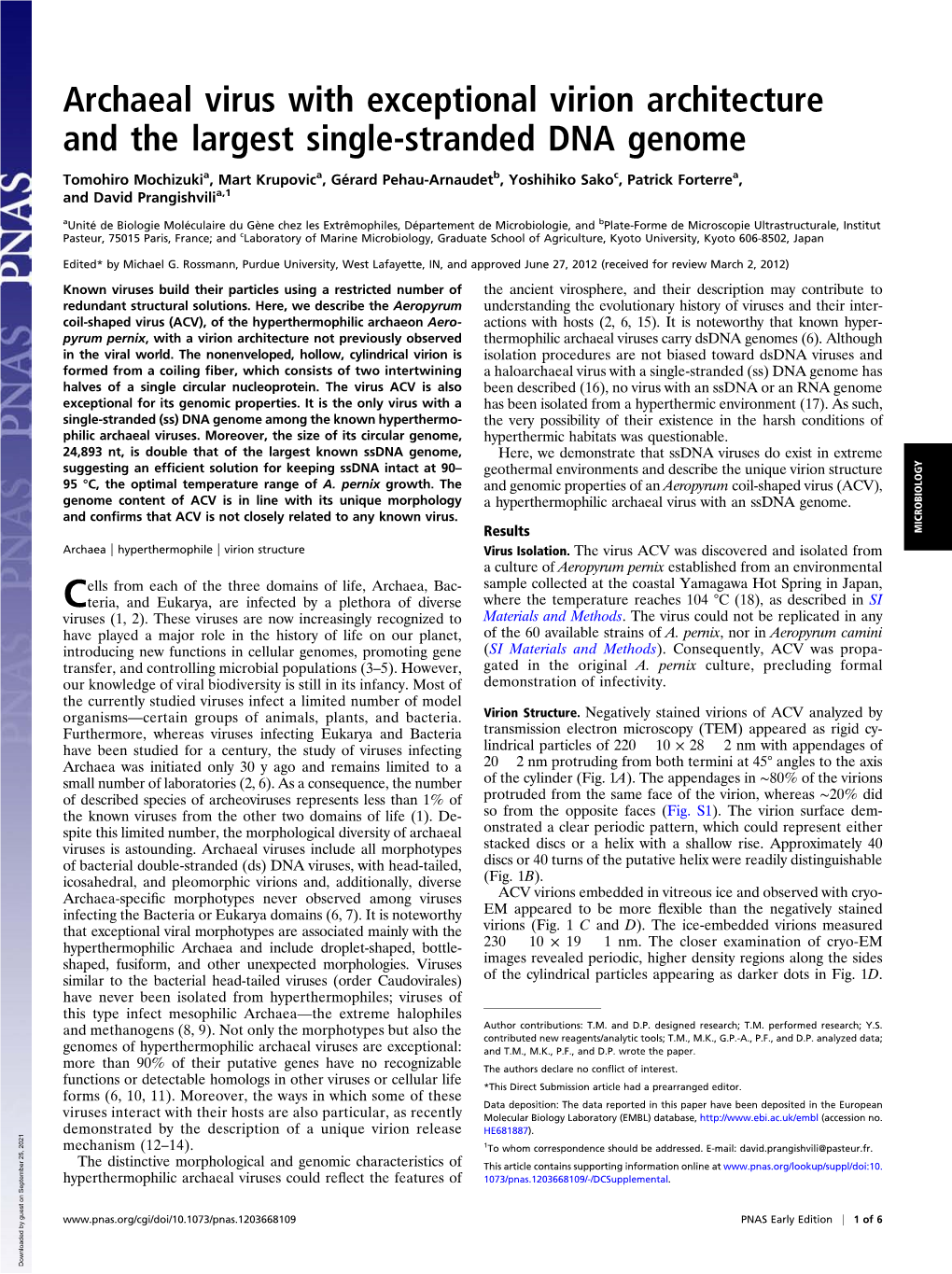 Archaeal Virus with Exceptional Virion Architecture and the Largest Single-Stranded DNA Genome