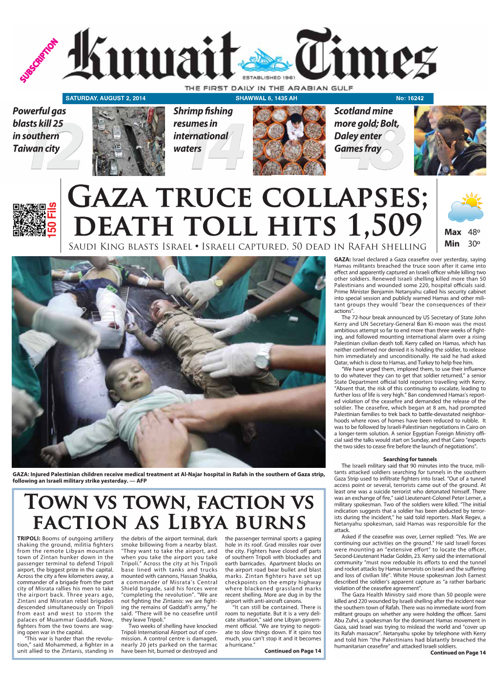 Gaza Truce Collapses; Death Toll