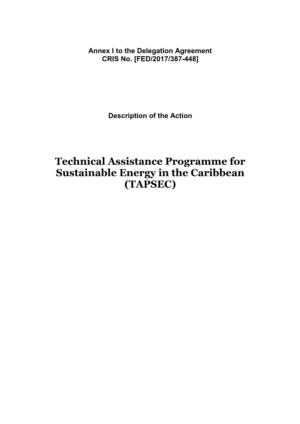 Technical Assistance Programme for Sustainable Energy in the Caribbean (TAPSEC)