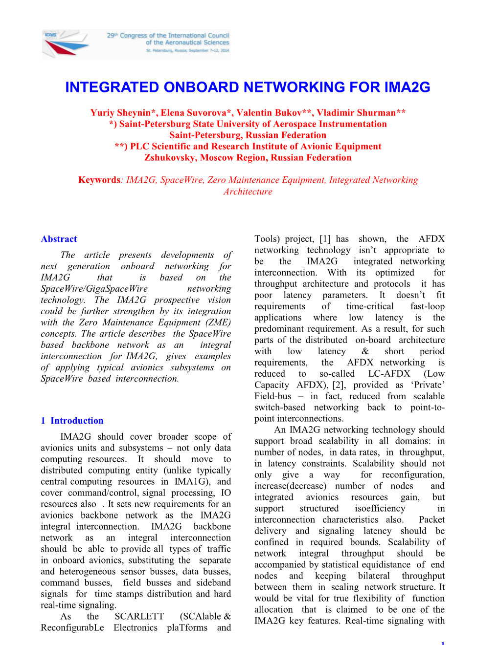Integrated Onboard Networking for Ima2g