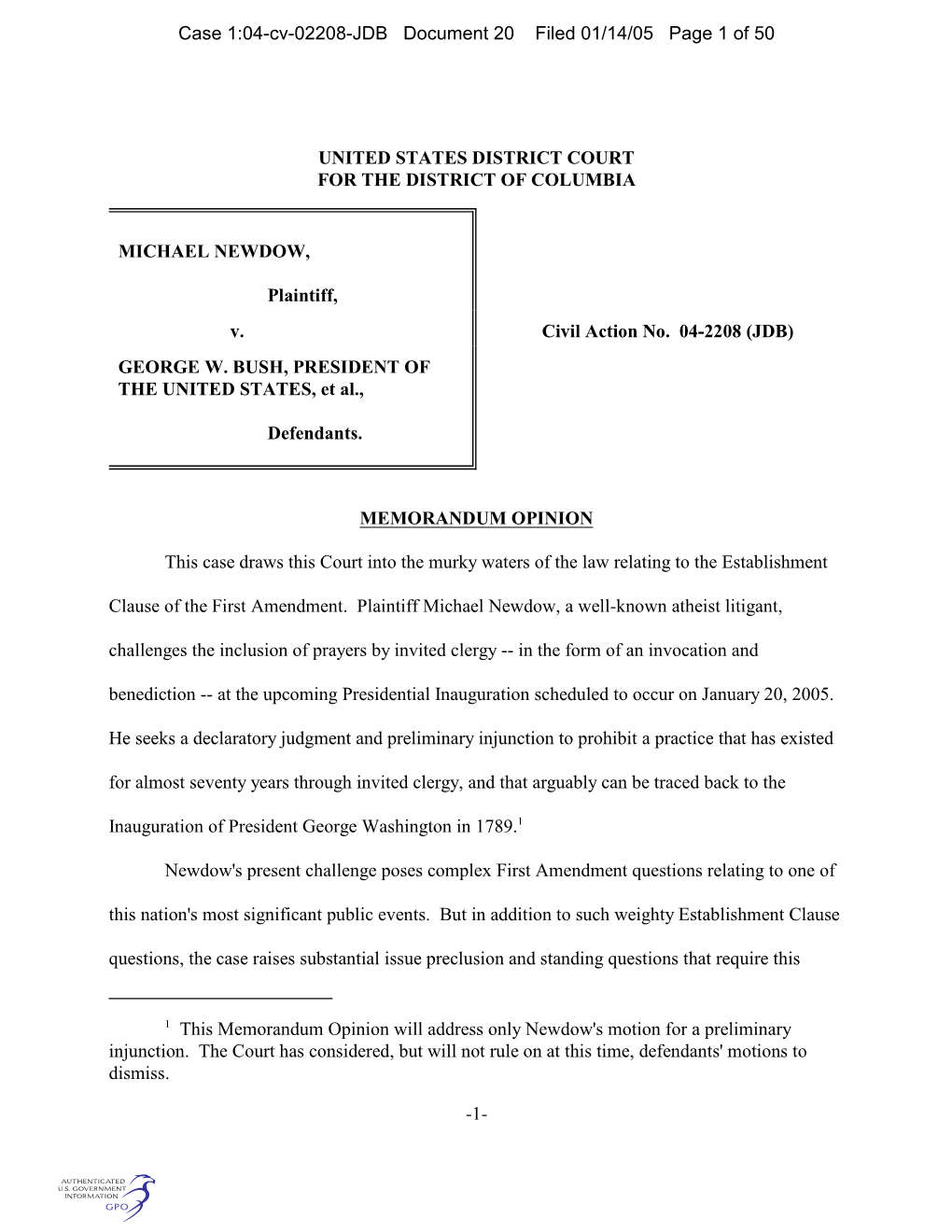 Case 1:04-Cv-02208-JDB Document 20 Filed 01/14/05 Page 1 of 50