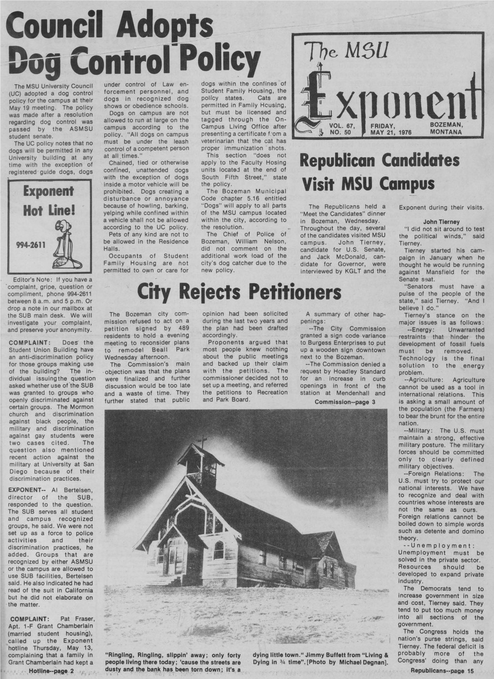 X1oncnbozeman , Passed by the ASMSU Campus According to the Campus Living Office After FRIDAY, MAY 21 , 1976 MONTANA Student Senate