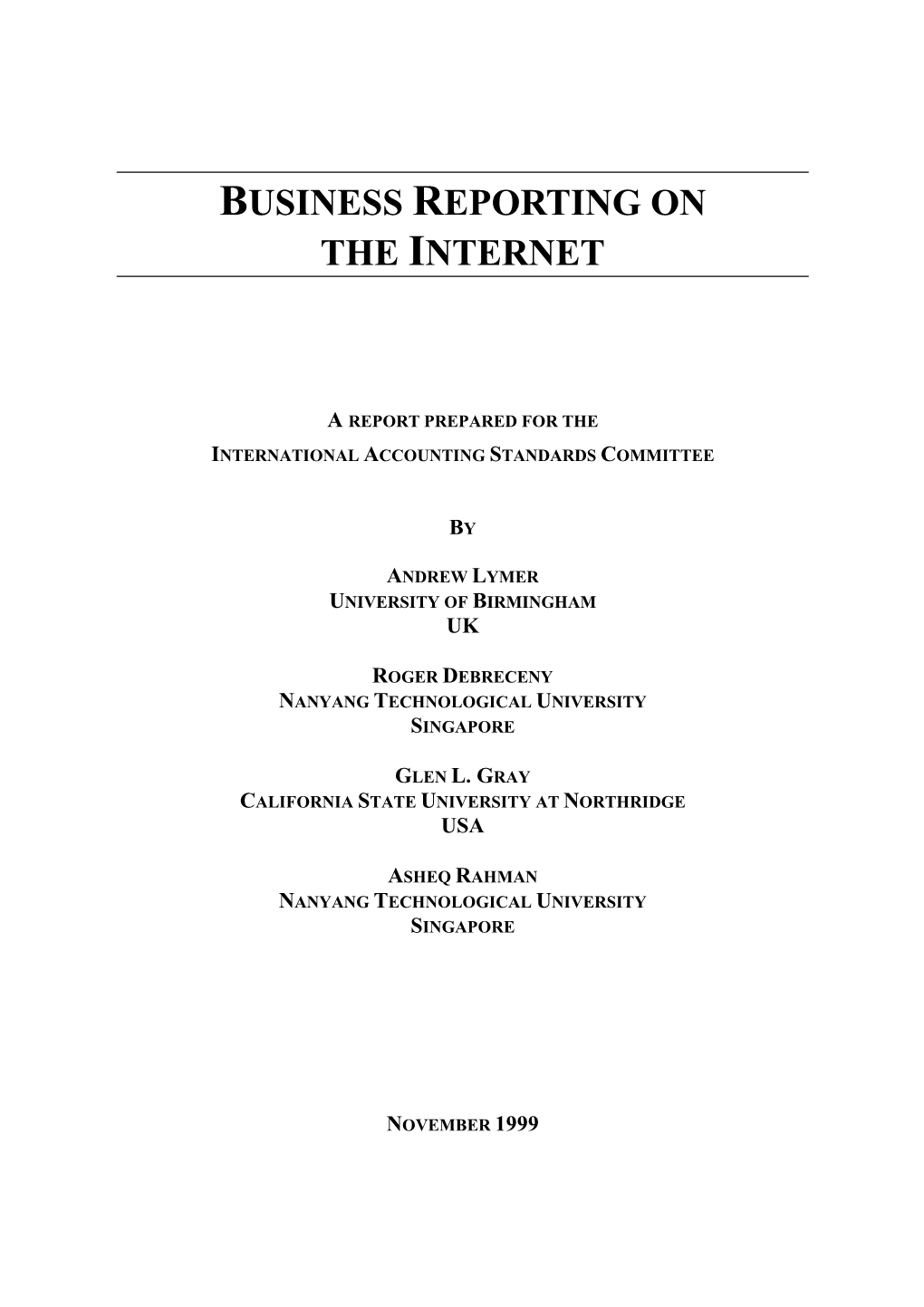 Business Reporting on the Internet