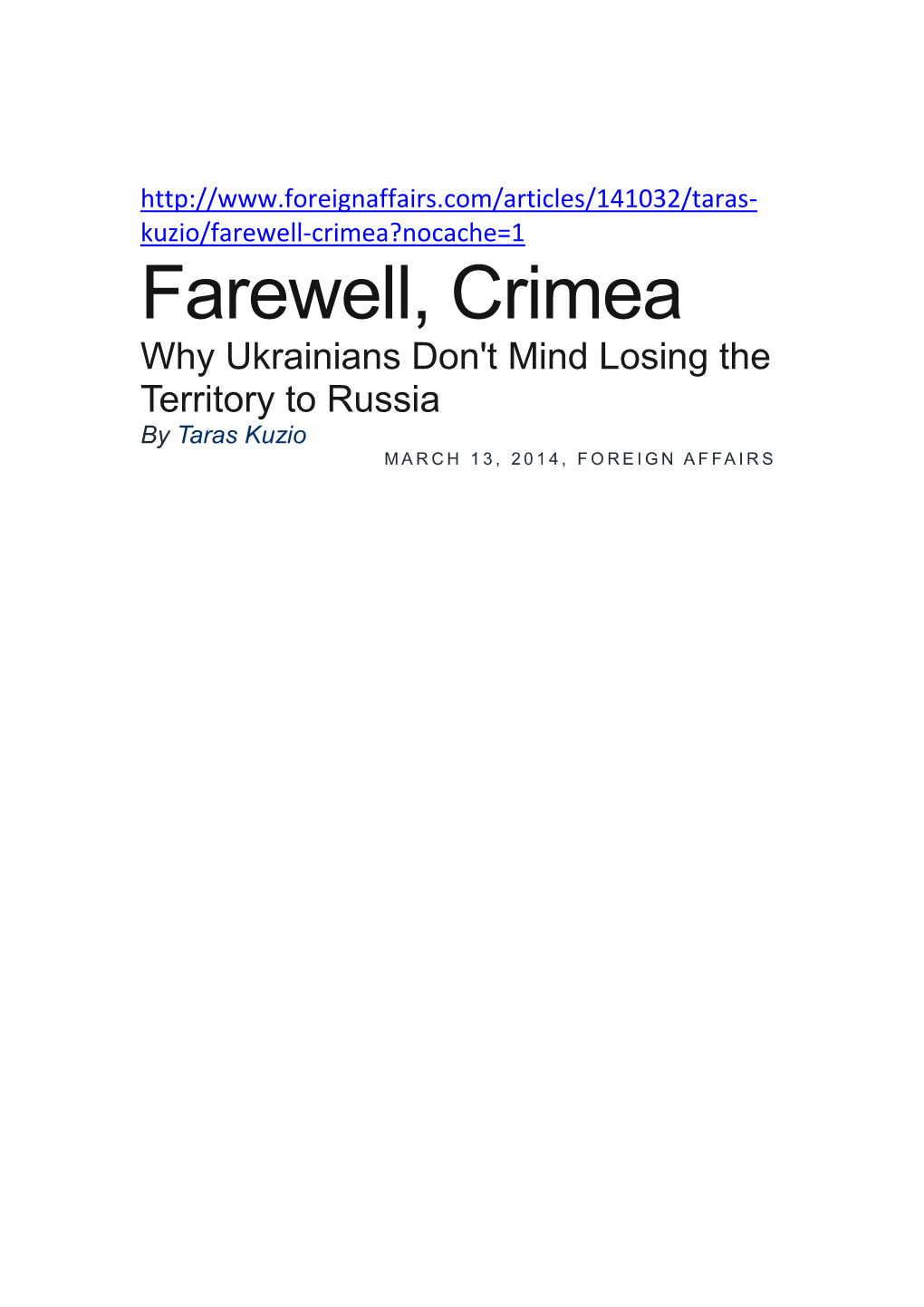 Farewell, Crimea. Why Ukrainians