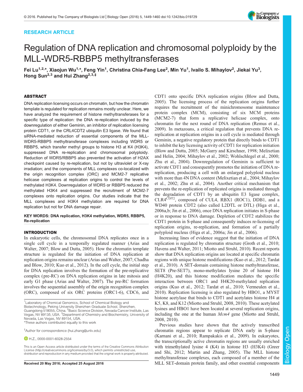 Regulation of DNA Replication and Chromosomal Polyploidy by The