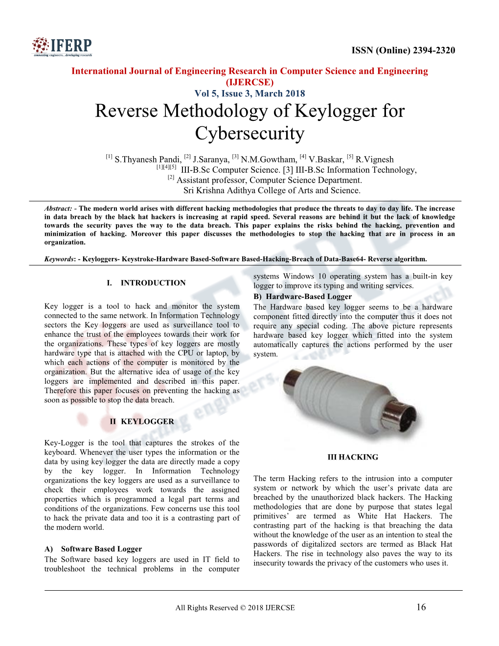 Reverse Methodology of Keylogger for Cybersecurity