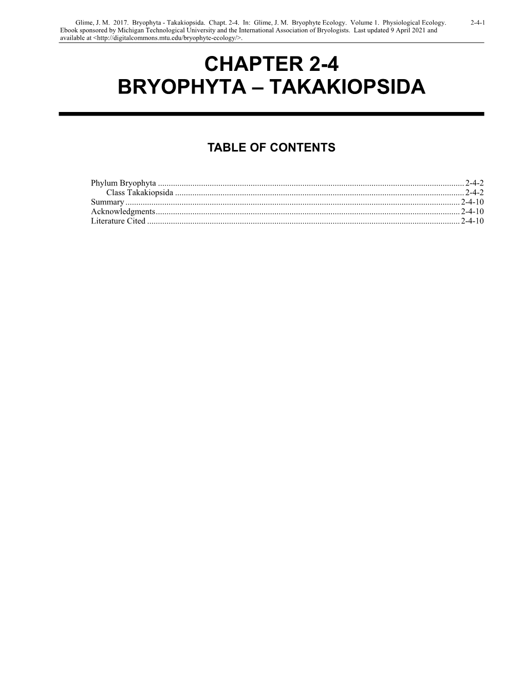 Volume 1, Chapter 2-4: Bryophyta